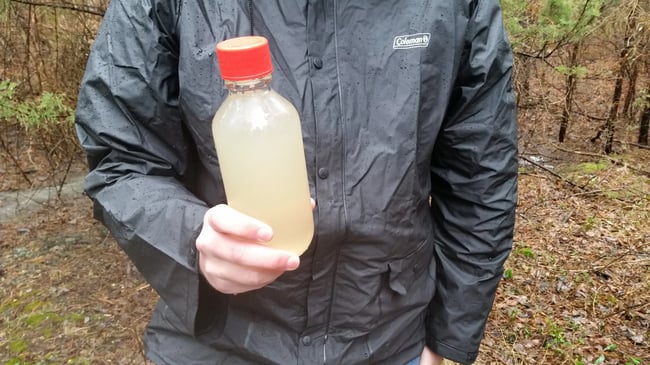 stormwater sample in bottle
