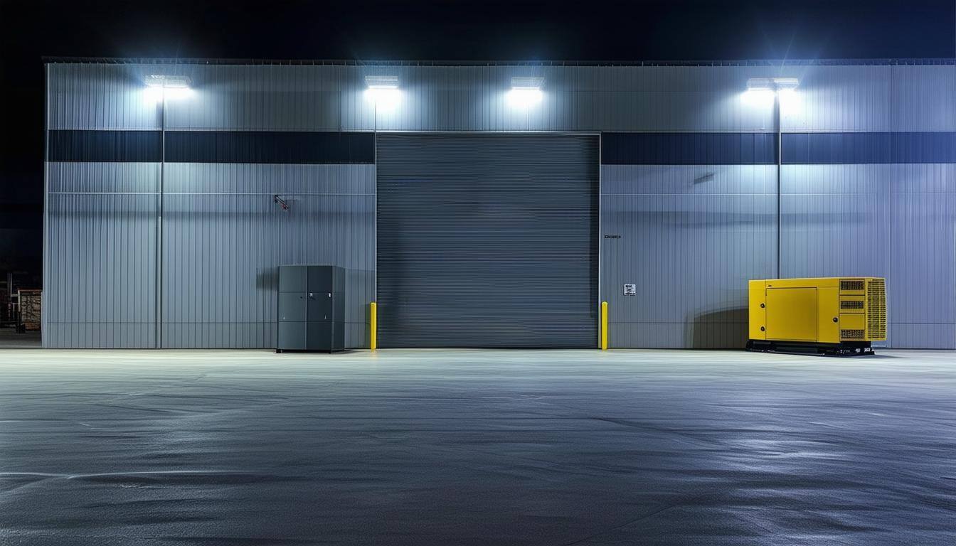 Warehouse with emergency backup generator