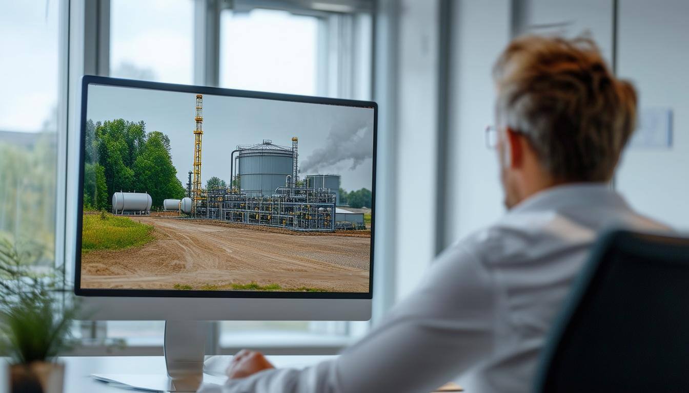 Environmental Consultant Developing Virtual SPCC Plan environmental consultant looking at a computer screenfor virtual SPCC plan development