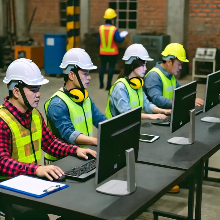 Industrial Workers Taking Online SPCC Training