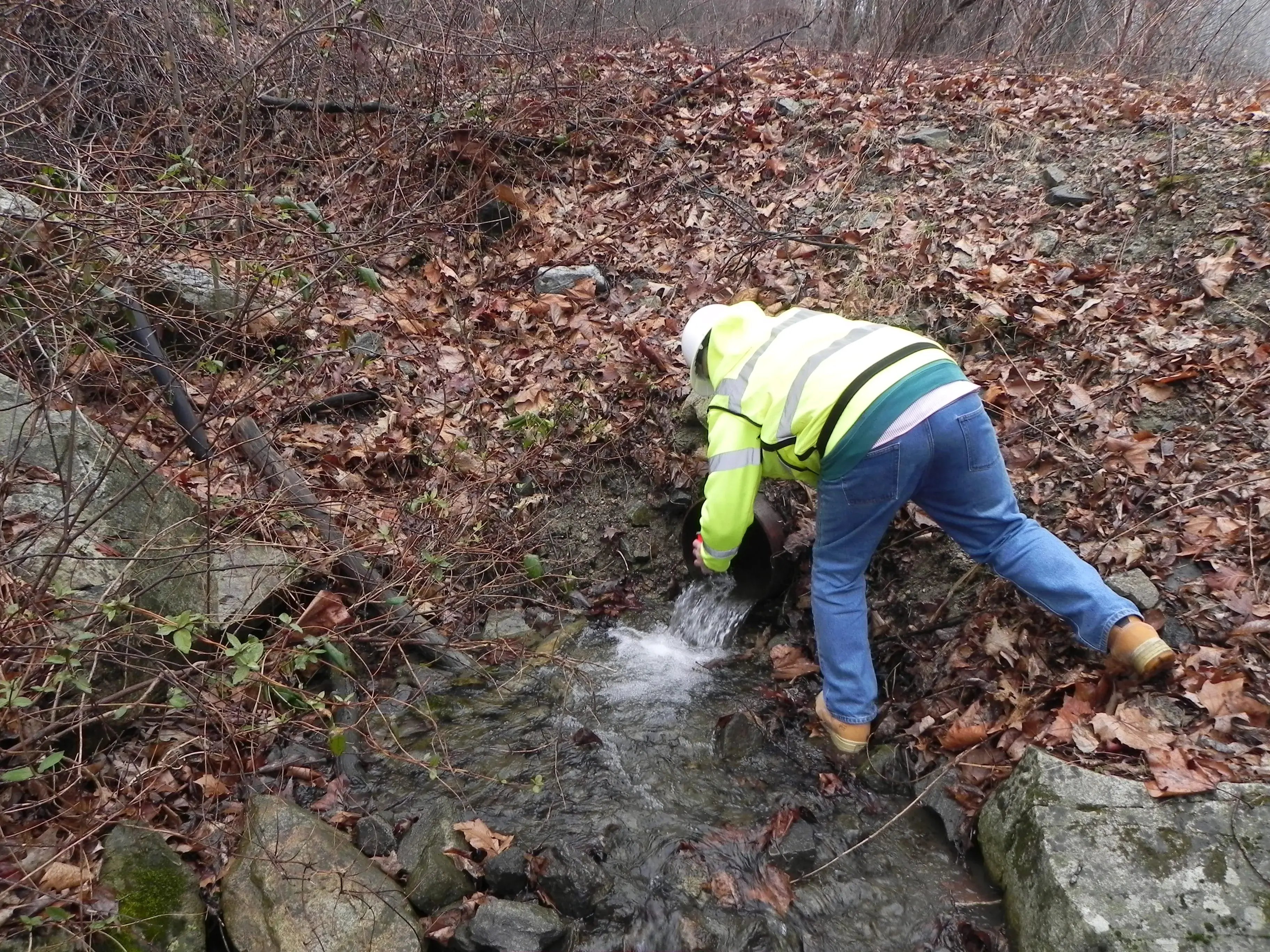Stormwater expert takes discharge sample
