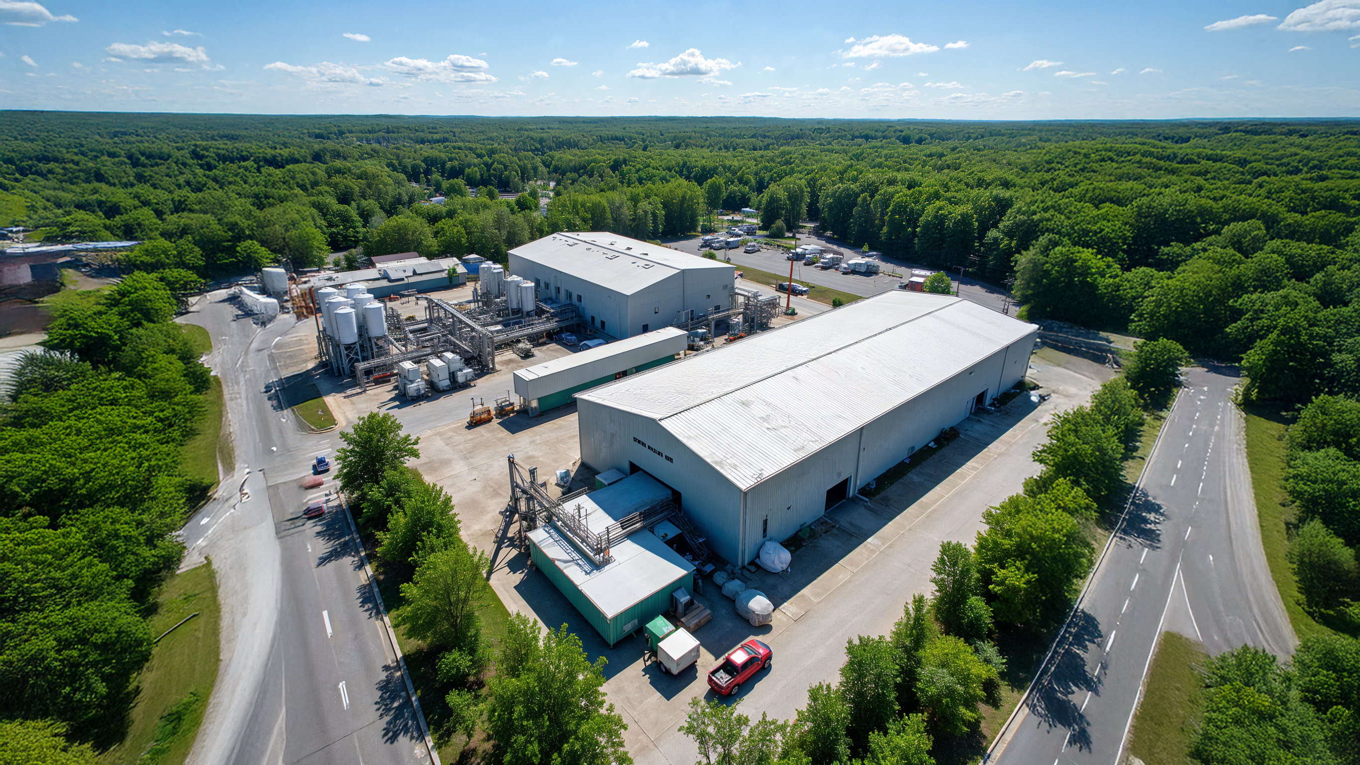 Industrial Facility Surrounded by Greenery