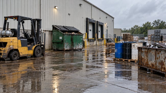 Rainy Industrial Loading Yard