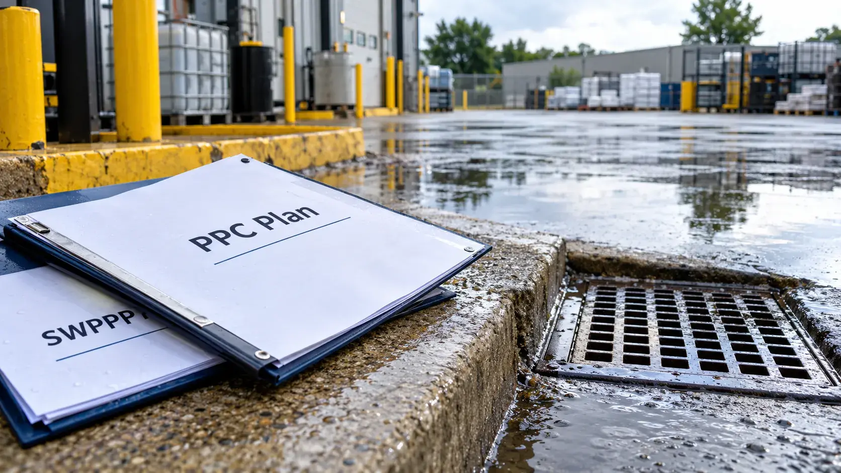 Rainy Industrial Site Inspection