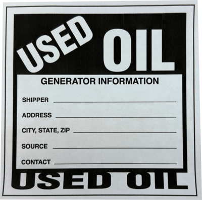 Good Used Oil Label