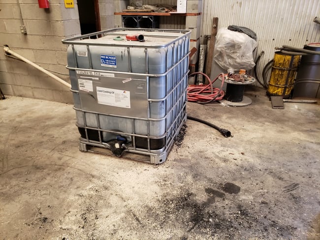 275-gallon tote of used cooking oil used cooking oil in tote