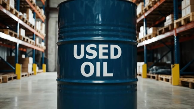 drum labeled used oil used oil drum